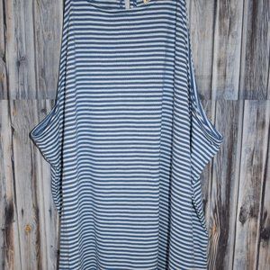 Ruffle Hem Blue White Stripe Tank Top XL 16-18